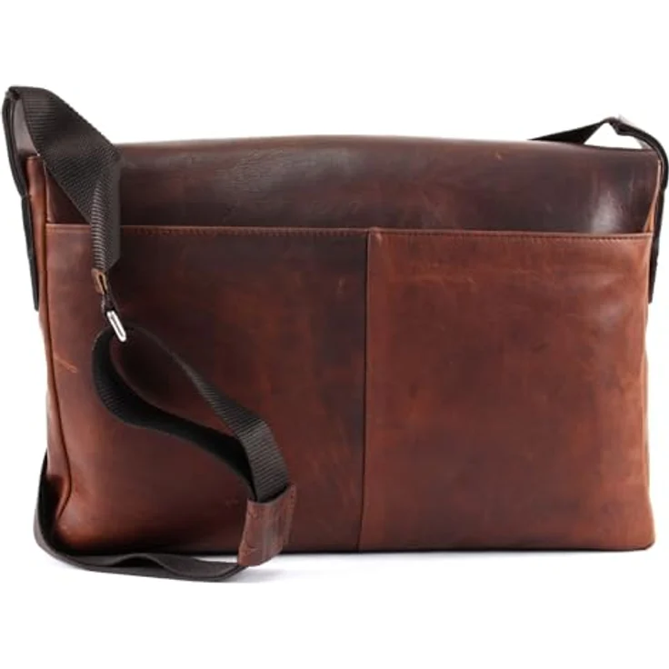 JOOP! Loreto Janis Messenger SHF, Umhängetasche aus Fettleder für Laptops bis 32x24x2,5 cm, Braun, Herren – Bild 3