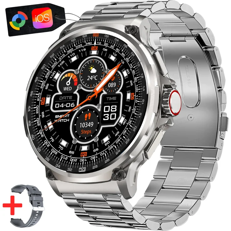 S&T DESIGN Smartwatch 2024, Fitness Tracker Uhr für Herren mit 1,85" AMOLED-Display, Bluetooth-Anrufen, GPS und Herzfrequenzüberwachung
