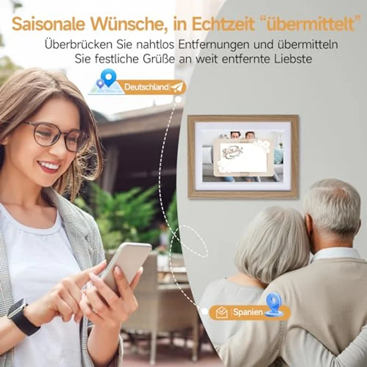 Rollei Smart Frame WiFi 1010, Digitaler Bilderrahmen 10,1 Zoll, 1280x800 IPS Touchscreen, 32GB Speicher, Holzoptik Eiche – Bild 5