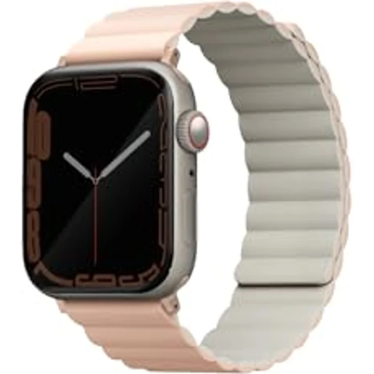 Uniq Revix Uhrenarmband für Apple Watch Series 1-8/SE/SE2/Ultra, Reversibles Magnetic Design aus Edelstahl und Silikon, Pink, 42/44/45/49mm – Bild 1
