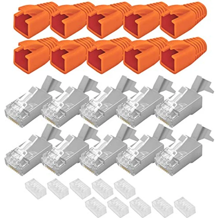 Cat7 Netzwerkstecker RJ45 Stecker Cat 6a 7 Verlegekabel Knickschutz AWG23 – Bild 2