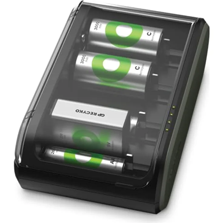 GP Recyko Universal Ladegerät B631 (USB), geeignet für NiMH-Akkus AAA, AA, C, D und 9V