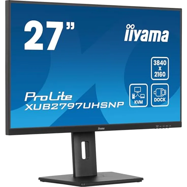 iiyama Prolite XUB2797UHSNP-B1 27" 4K UHD IPS LED-Monitor mit USB-C Dock, KVM-Switch und RJ45 LAN, schwarz