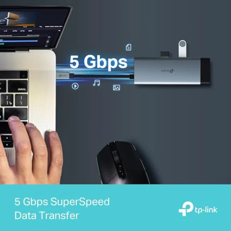 TP-Link UH6120C USB Typ-C 6-Port Hub mit 4K HDMI, 1G Ethernet, 100W Power Delivery, 2x USB-A 5 Gbit/s, schwarz – Bild 8