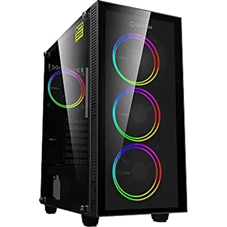 GameMax Draco XD Midi-Tower, ATX Gehäuse mit 4x 120mm ARGB-Lüftern, USB 3.0, schwarz