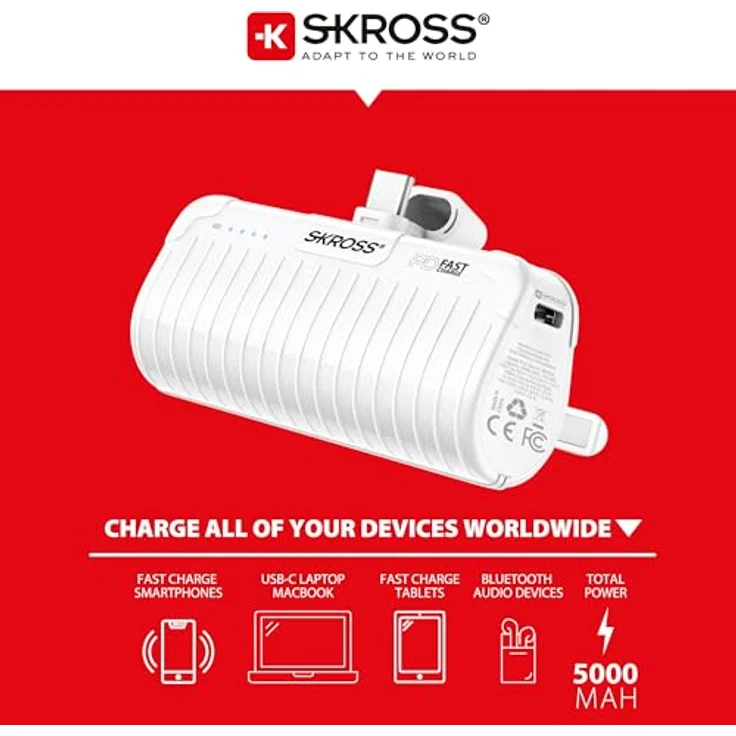 SKROSS Reload Power Stand - Tragbares 5000-Mh-Ladegerät mit USB-C-Schnellladung, inklusive 30 cm langem USB-C-Kabel – Bild 3