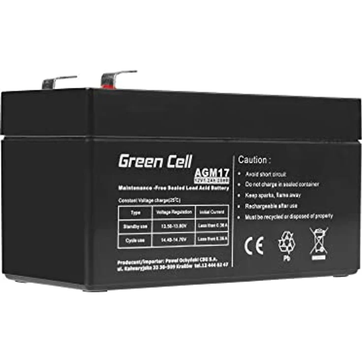 Green Cell 12V 1.2Ah VRLA AGM Akku, 1200mAh mit 4.6mm Anschluss – Bild 5