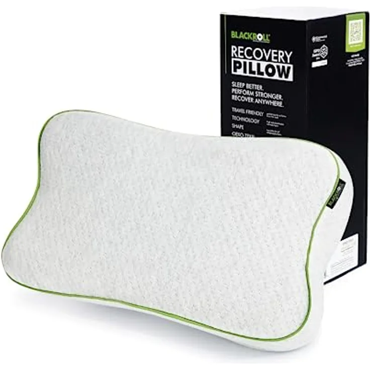 BLACKROLL® Recovery Pillow (50 x 30 cm), Ergonomisches Nackenkissen aus Viscose Memory Schaum, Grau, mit Travel Bag für Reisen, Made in Germany