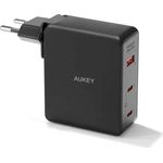 Aukey Omnia II Mix PA-B7O, 140W GaN Reisestecker mit EU-, US- und UK-Stecker, 2x USB-C, 1x USB-A, Schwarz