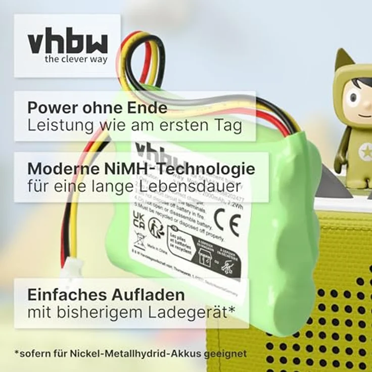 vhbw Akku kompatibel mit Toniebox Tonie Box Lautsprecher Boxen Speaker (2000mAh, 3,6V, NiMH) – Bild 4