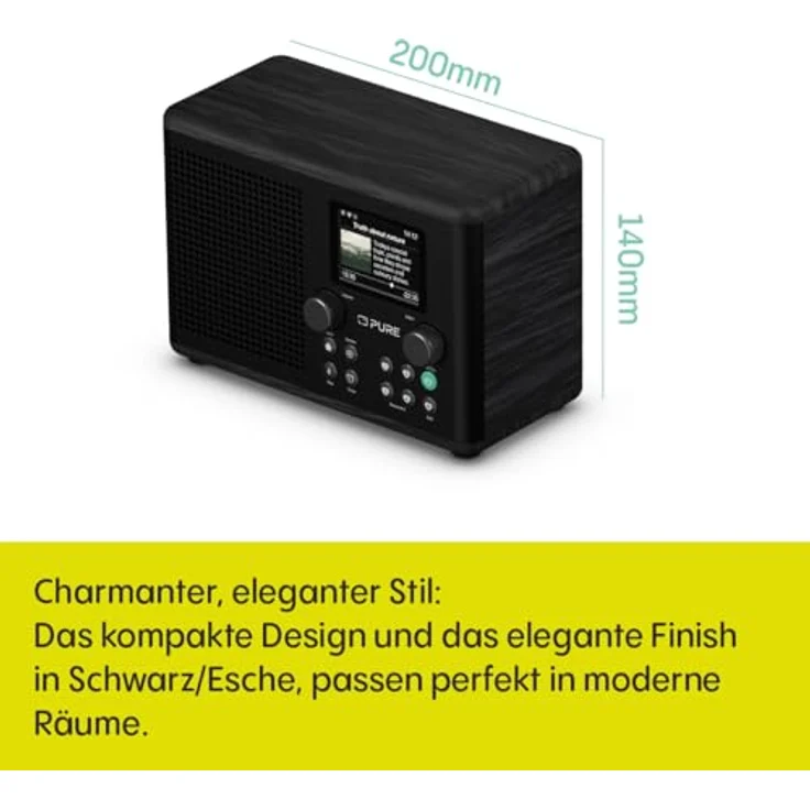 Pure Classic H4i Internetradio - WLAN, DAB+, FM, Bluetooth 5.3, USB - 10W Lautsprecher - 2,4" Farbdisplay - 150 Speicherplätze - Sleep- & Küchentimer - AUX-Eingang - Schwarz – Bild 3