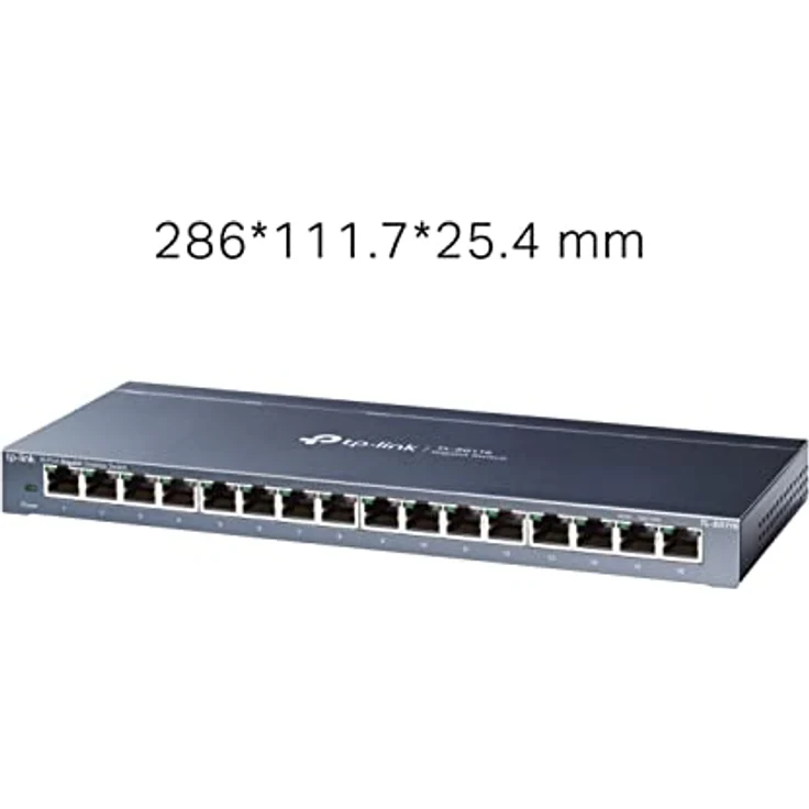 TP-Link TL-SG116 16-Ports Gigabit Netzwerk Switch (32 Gbit-S Switching-Kapazität, geschirmte RJ-45 Ports, Metallgehäuse, IGMP-snooping, Unmanaged, Plug-und-Play, lüfterlos) blau metallic – Bild 2