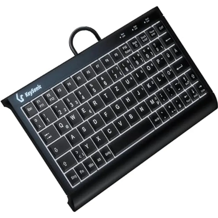 KeySonic TAS KSK-3011ELC (DE) Super-Mini Tastatur mit Nummernblock, Schwarz
