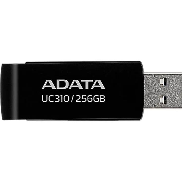 Adata UC310 USB-Stick 256GB, kappenloses Drehdesign, USB-A 3.2 Gen 1, schwarz