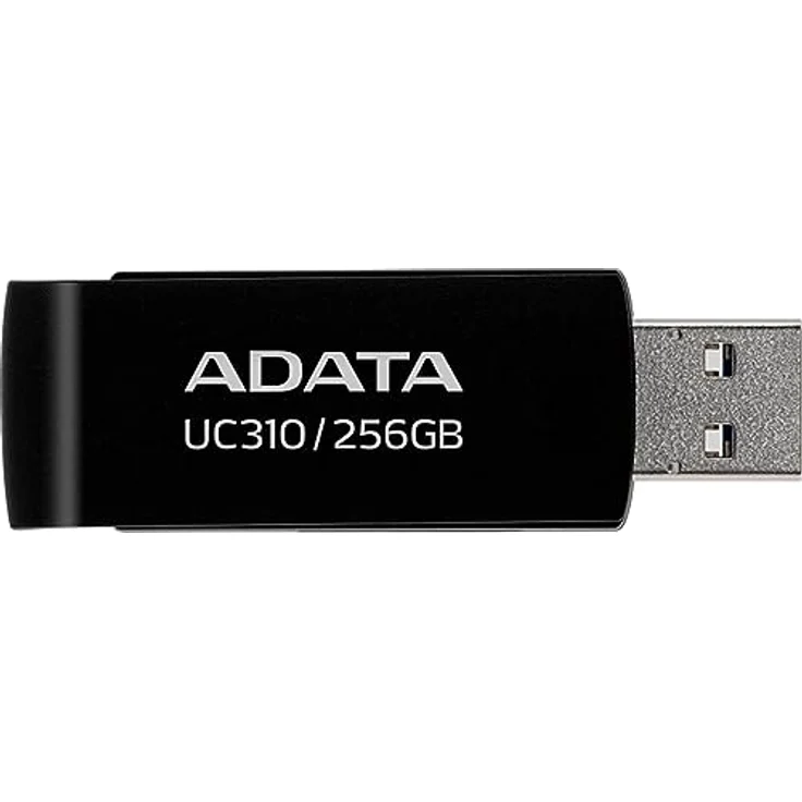 Adata UC310 USB-Stick 256GB, kappenloses Drehdesign, USB-A 3.2 Gen 1, schwarz – Bild 1