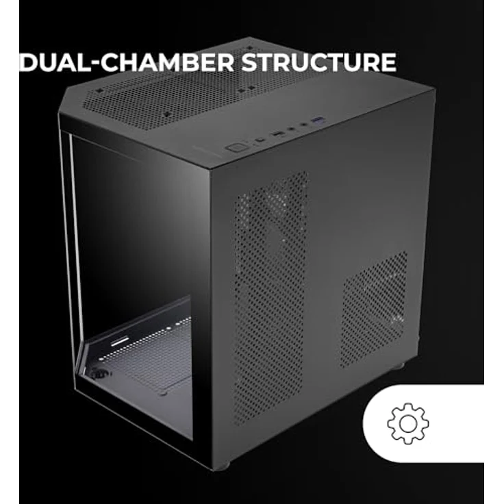Mars Gaming MC-3TLITE MicroATX Gaming Gehäuse mit dreifachem gehärtetem Glas, RGB 120mm Lüfter, Schwarz – Bild 4