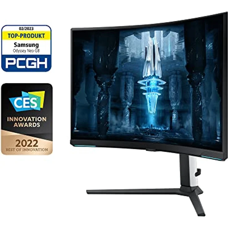Samsung Odyssey Neo G8 Gaming Monitor S32BG850NU, 32 Zoll, VA-Panel, 4K UHD-Auflösung, AMD FreeSync Premium Pro, 1 ms Reaktionszeit, Bildwiederholrate 240 Hz, Front Schwarz, Rückseite Weiß – Bild 3