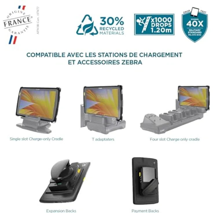 Mobilis Verstärkte Schutzhülle für Zebra Tablet ET40 ET45 10", Stoßfest Hülle mit AirCell System, Recycelte Materialien, Schwarz – Bild 5