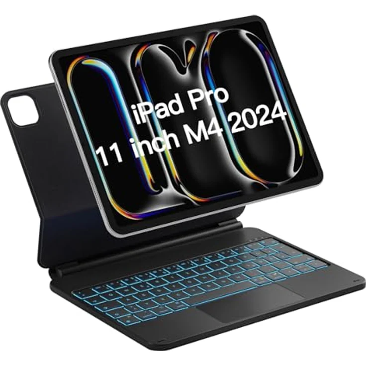 Inateck Magnetische Tastatur Hülle für iPad Pro 11 Zoll 2024 (M4), Freitragender Ständer, 7-farbige Hintergrundbeleuchtung, mit Trackpad und Hotkeys, KB09119 – Bild 1