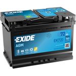 Exide EK720 Start-Stop AGM Autobatterie, 12V 72Ah 760A, auslaufsicher für Start-Stopp-Technologie