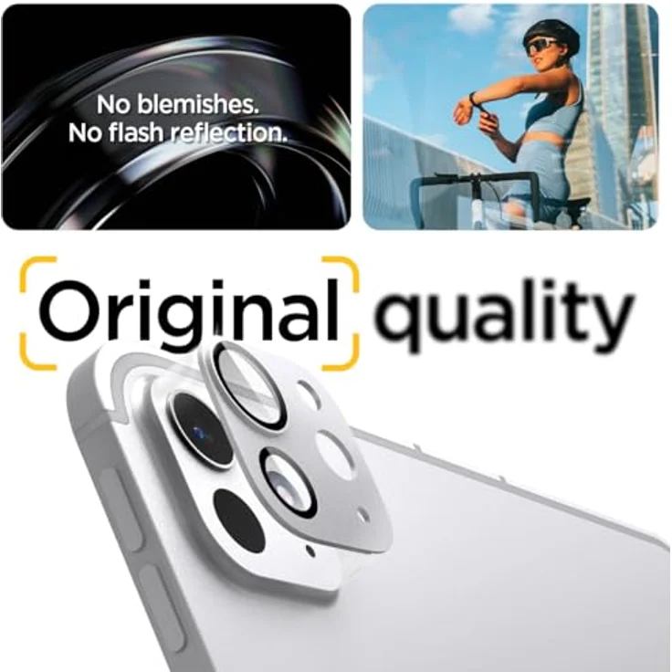 Spigen Glas.tR EZ Fit Optik Metal Kameraschutz kompatibel mit iPad Pro 13/11 Zoll M4 (2024), Silber, Volle Abdeckung, 9H Härte Folie – Bild 5