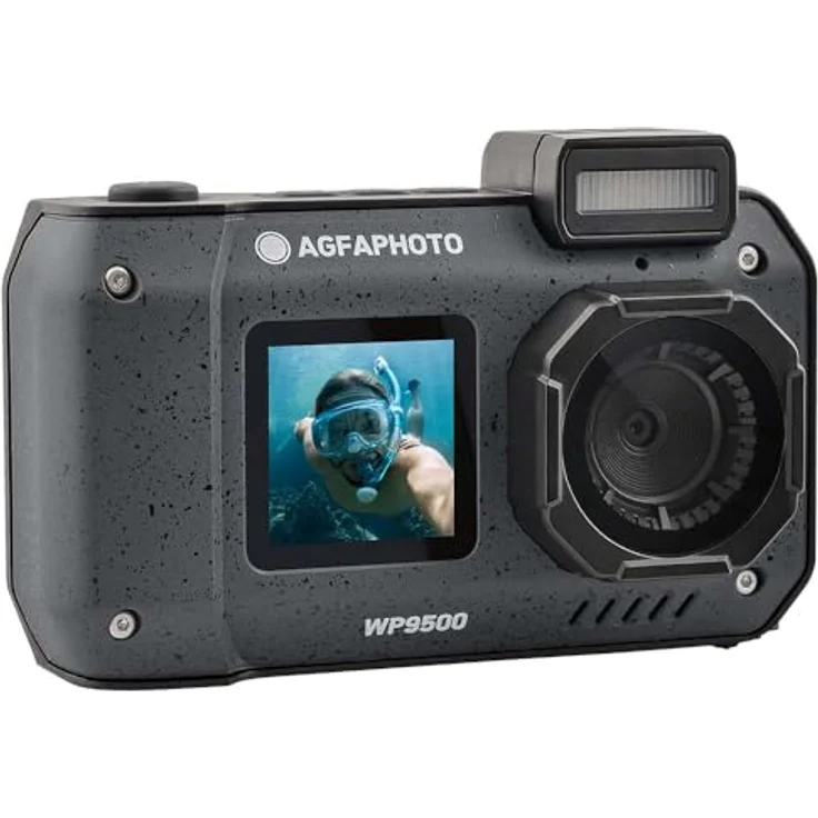 AgfaPhoto Realishot WP9500 - Wasserdichte Digitalkamera, 7m Wasserdicht, 24 MP, 18X Zoom, 4K Video, Doppelbildschirm 2,9”/1,4” - Schwarz – Bild 2