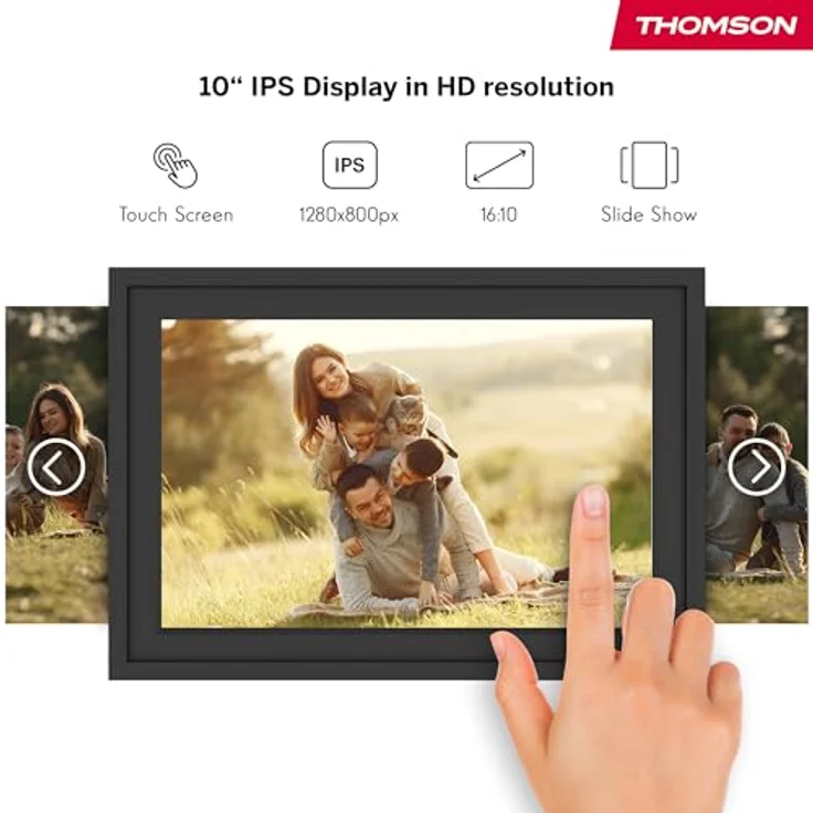 Thomson Fotorahmen 10 Zoll - 25,6 cm, 1280x800 HD IPS Touchscreen, 32 GB Speicher, WLAN, automatische Drehung, Mehrbenutzeranschluss, schwarz oder weiß – Bild 5
