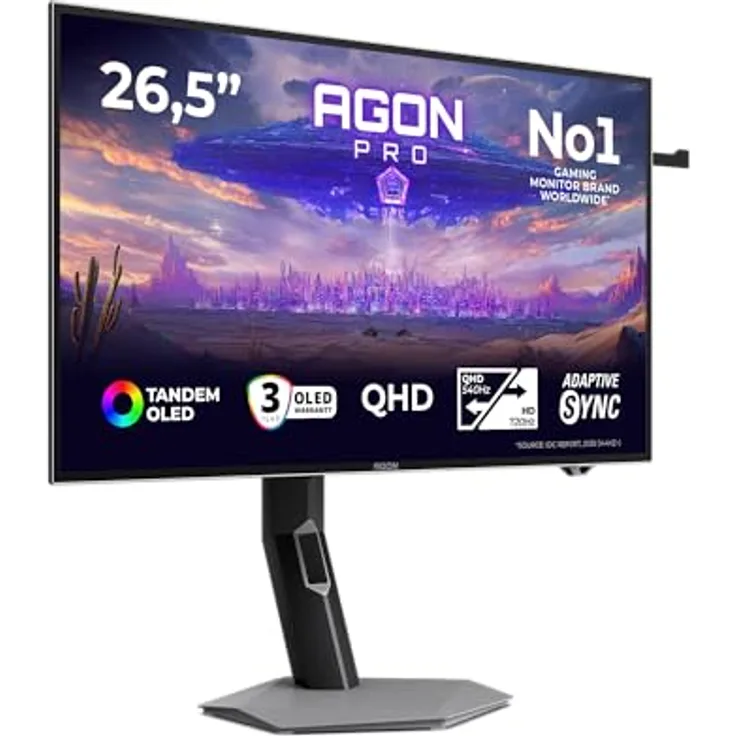 AOC AGP277QKDC 27 Zoll W-OLED Monitor mit HDR500 True Black, Höhenverstellung und integriertem USB Hub