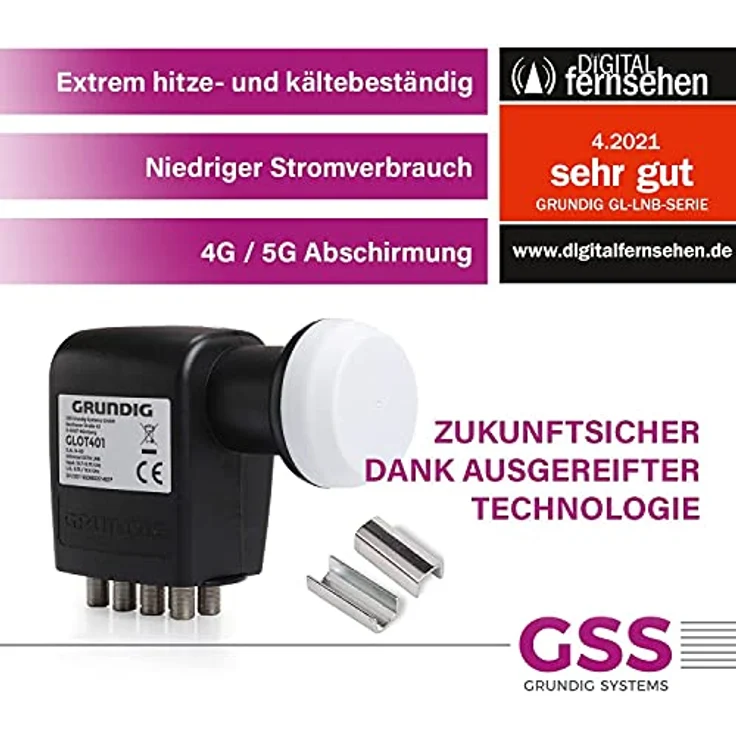 [Test SEHR GUT *] GSS Octo LNB für digital Satellitenschüssel, für 8 Teilnehmer, TV - 8fach, 8-Fach, mit LTE Filter - Sat, Full HD, 4K, 0.1dB, Wetterschutz, kälte- & hitzebeständig + Aufdrehhilfe – Bild 4