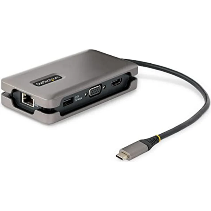 StarTech.com USB-C Multiport Adapter - USB C auf VGA/4K 60Hz HDMI Adapter - 3-Port USBC Hub - 100W PD - GbE - USB C Dockingstation/Laptop Dock - Mini Dock USB C Adapter - 30 cm Kabel (DKT31CVHPD3) – Bild 1