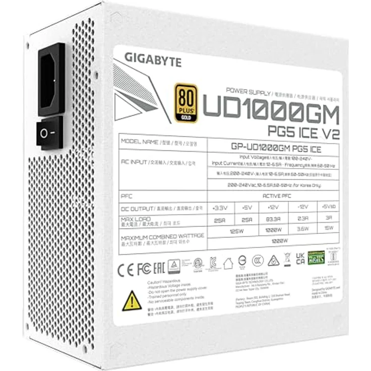 Gigabyte GP-UD1000GM PG5 ICE, 1000W PC Netzteil mit fortschrittlichen Schutzmechanismen, Weiss – Bild 6