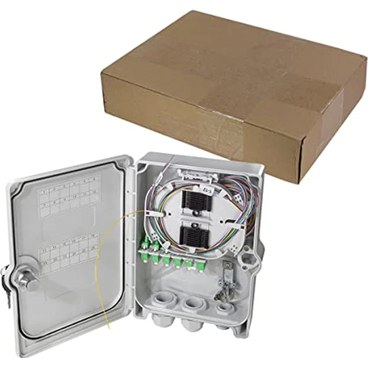 LogiLink Wandgehäuse FB124LC, FTTH/FTTB-Anschlussgehäuse mit 24x LC/APC, lichtgrau, IP55 Schutz, voll bestückt – Bild 8