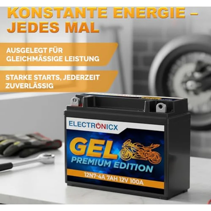 Electronicx GEL Motorradbatterie 7Ah 12V, wartungsfrei und auslaufsicher für Motorrad, Roller und Quad – Bild 4