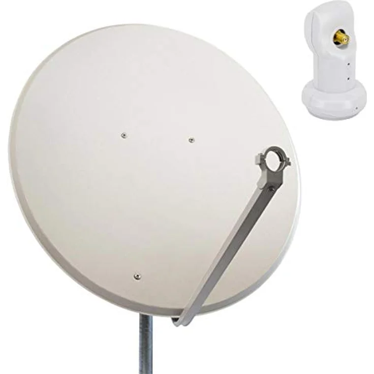 Premium X Satelliten-Komplettanlage 100cm, hellgraue Stahl-Satellitenschüssel mit Single LNB für 1 Teilnehmer, HD/UltraHD tauglich – Bild 1