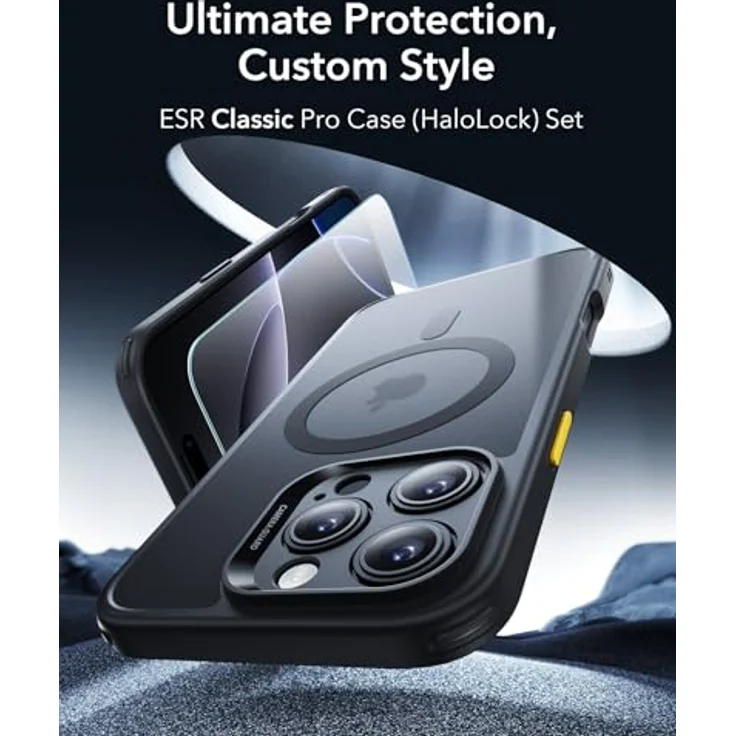 ESR iPhone 16 Pro Max Hülle (4 in 1) Set, Transparente Matte Hülle mit Displayschutzfolie, MagSafe-kompatibel, Militärnorm Schutz, Schwarz – Bild 2