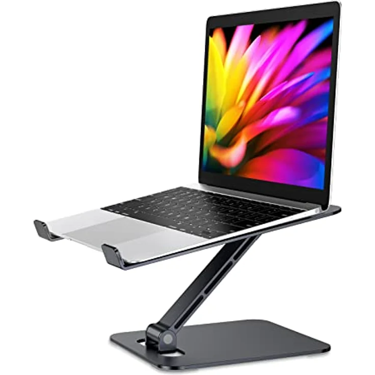 Babacom Laptop Ständer, Höhenverstellbarer, Faltbarer Stand aus Aluminiumlegierung, Ergonomisch und Belüftet, Kompatibel mit Laptops 10-16" (Schwarz) – Bild 1