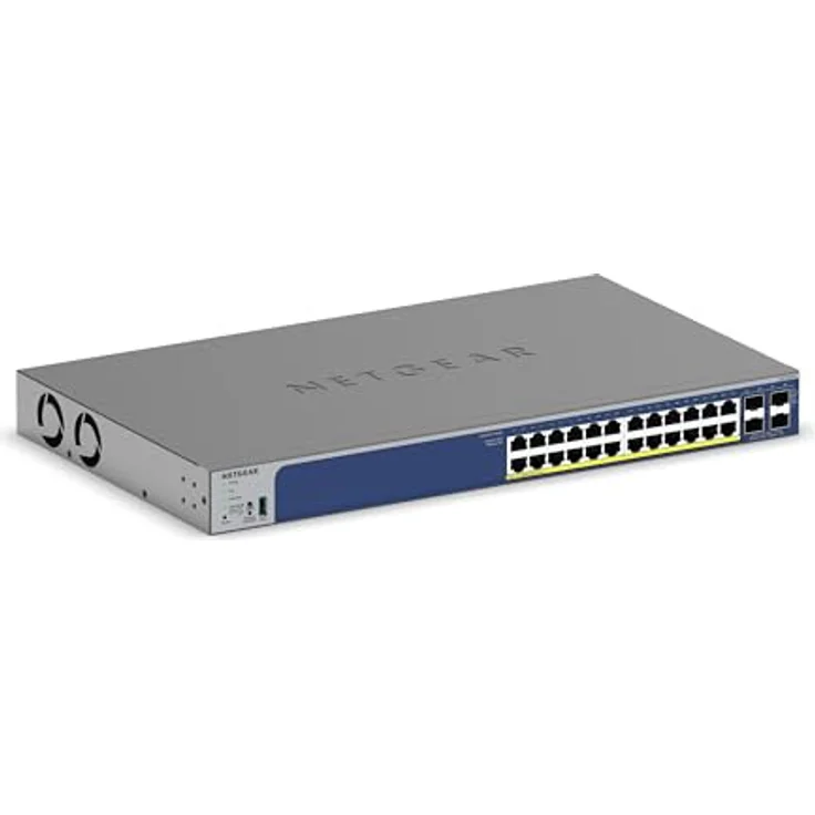 NETGEAR (GS728TXPV3) 24P GE POE+ SMART SWTH W/10G SFP+ Switch, Schwarz – Bild 1