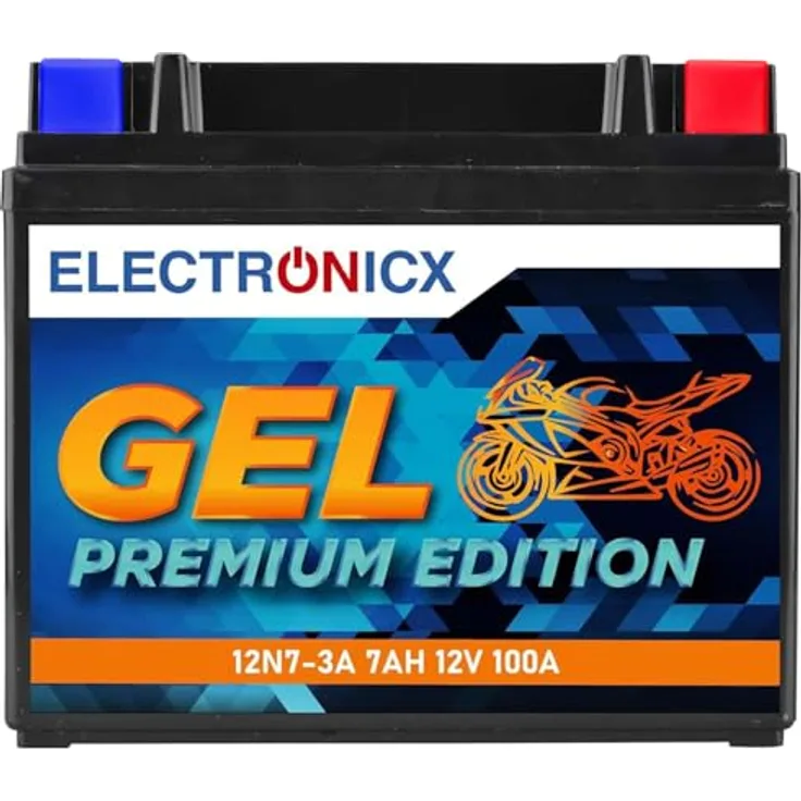 Electronicx GEL-12N7-3A GEL Motorradbatterie 7Ah 12V, wartungsfrei, auslaufsicher und zyklenfest für Motorrad, Roller und Quad