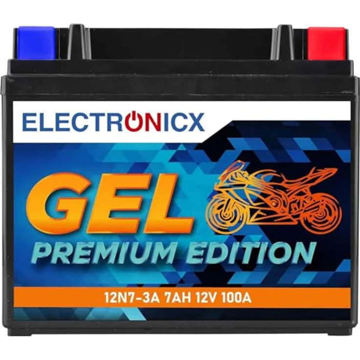 Electronicx GEL-12N7-3A GEL Motorradbatterie 7Ah 12V, wartungsfrei, auslaufsicher und zyklenfest für Motorrad, Roller und Quad – Bild 1