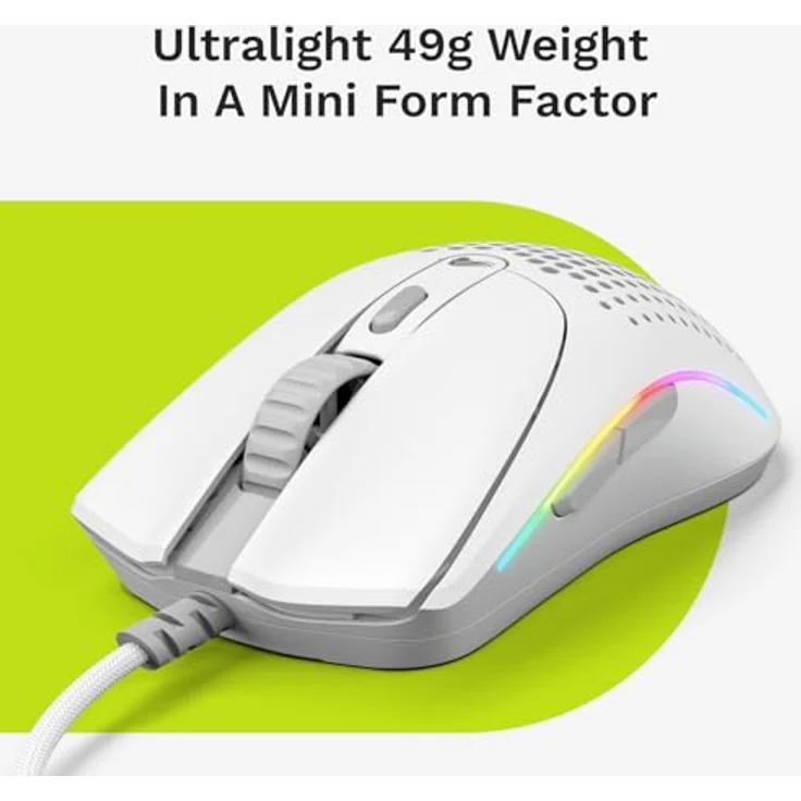 Glorious Model O 2 Mini Gaming-Maus mit Kabel - Besonders leichte 49g, 26K Sensor, 80M Klicks, 6 programmierbare Tasten - Weiß – Bild 3