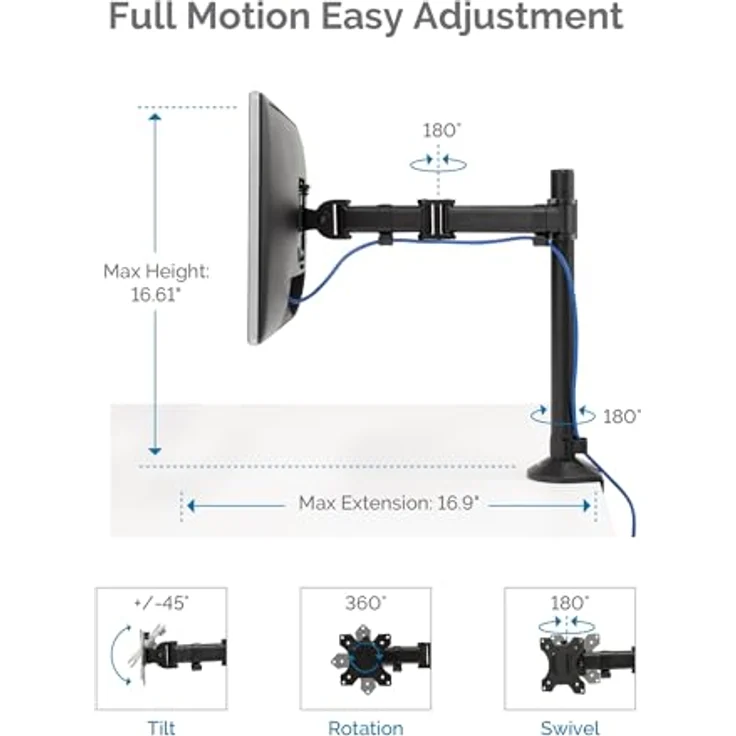 Fellowes Reflex Series Einstellbarer Einzel-Monitorarm 8502501 – Bild 4