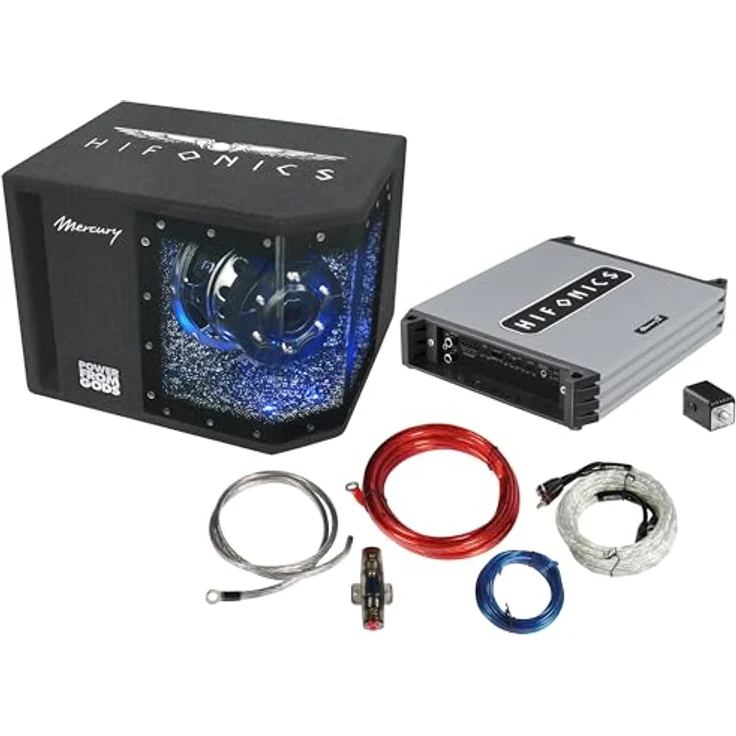 Hifonics MERCURY MBP1000.2, 2-Kanal Bass Power Paket mit 500 Watt RMS Verstärker und LED-Innenbeleuchtung – Bild 2