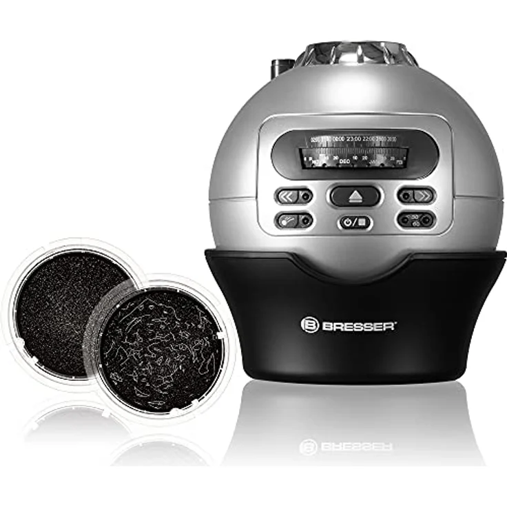 Bresser Junior Astro Planetarium Deluxe zur Projektion des Sternenhimmels mit Sternschnuppenfunktion und uhrzeitgenauer Darstellung durch zwei integrierte Motoren, grau – Bild 1