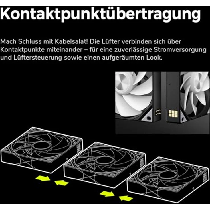 TRYX ROTA SL ARGB Reverse Lüfter, 3er-Pack 120mm, schwarz, FDB-Lager, 116,28 m³/h Durchsatz, 28,87 dB(A) Lautstärke – Bild 7