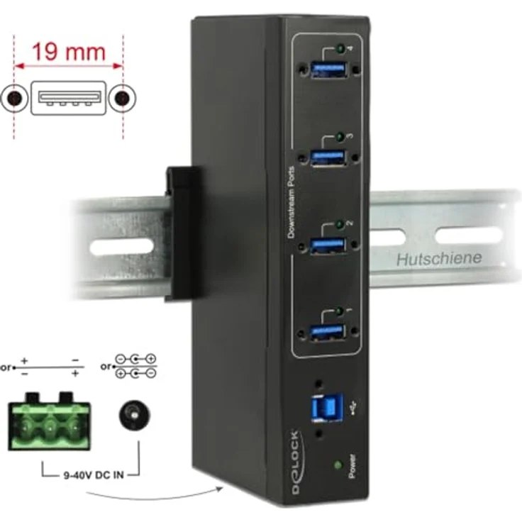 Delock 63309 Externer Industrie Hub 4 x USB 3 Typ-A mit 15 kV ESD Schutz – Bild 3