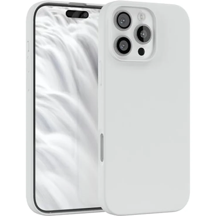 EAZY CASE Premium Silikon Handyhülle für iPhone 16 Pro Max, Slimcover mit Kameraschutz, Microfaser-Innenseite, kratzresistent, Weiß – Bild 1