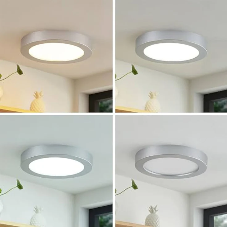PRIOS LED Deckenleuchte 'Edwina' (Modern) in Alu aus Aluminium für Badezimmer - Energiesparende Lampe mit hochwertigen Leuchtmitteln, 1 flammig – Bild 3