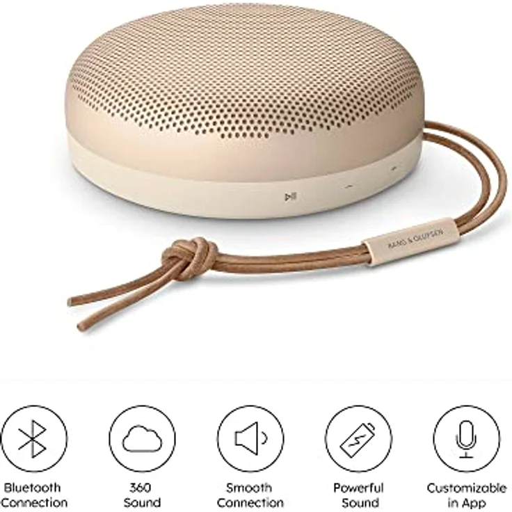 Bang & Olufsen Beosound A1 (2. Gen) – Kabelloser tragbarer IP67 wasserdichter Bluetooth-Lautsprecher mit 360° Sound + 3 Mikrofone, Alexa und USB-C Ladekabel, 18 Stunden Akkulaufzeit - Gold – Bild 2