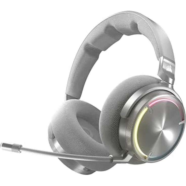 Corsair Virtuoso MAX Wireless Gaming-Headset Silber – Dolby Atmos, SoundID, Aktive Geräuschunterdrückung, Mikrofon in Rundfunkqualität, Graphene-Treiber, für PC, Mac, PS5, PS4 – Bild 1