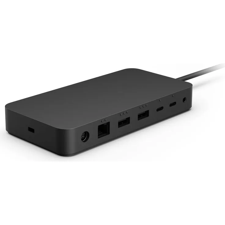 Microsoft Surface Dock, Dockingstation mit Thunderbolt 4, 3 x Thunderbolt, 1GbE, 2.5GbE, 165 Watt, schwarz